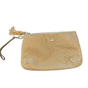 Lilly Pulitzer Patio Clutch Cream Gold Tassel Splish Splash Print